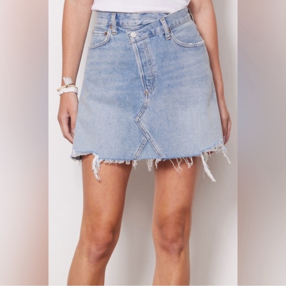 Agolde Light Blue A-Line Denim Skirt